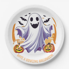 Plato De Papel Fantasma feliz de Halloween