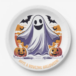 Plato De Papel Fantasma feliz de Halloween