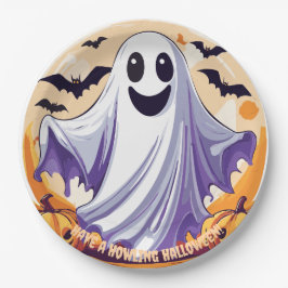 Plato De Papel Fantasma feliz de Halloween
