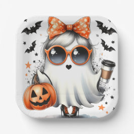 Plato De Papel Fantasma/Fiesta de Halloween Sassy