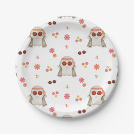 Plato De Papel Fantasma floral Retro Halloween Cute Niños