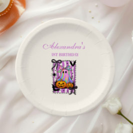Plato De Papel Fantasma Iridescente Coqueta Cinta Espeluznante Un