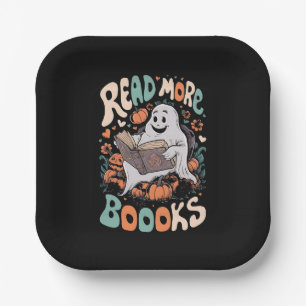 Plato De Papel Fantasma lindo Leer más libros Profesora Halloween