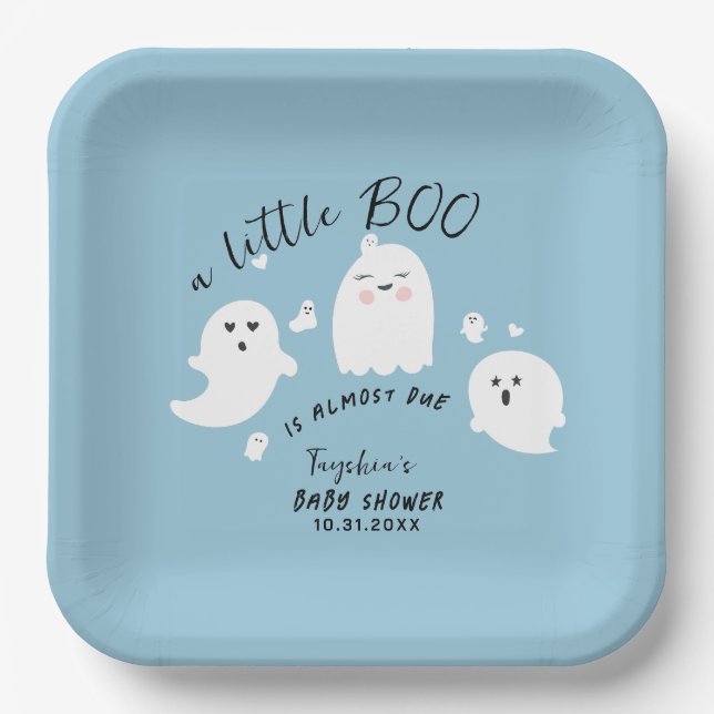 Plato De Papel Fantasma Pequeño Boo Boy Halloween Baby Shower (Anverso)