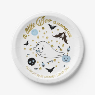 Plato De Papel Fantasma Pequeño Boo Halloween Boy Baby Shower