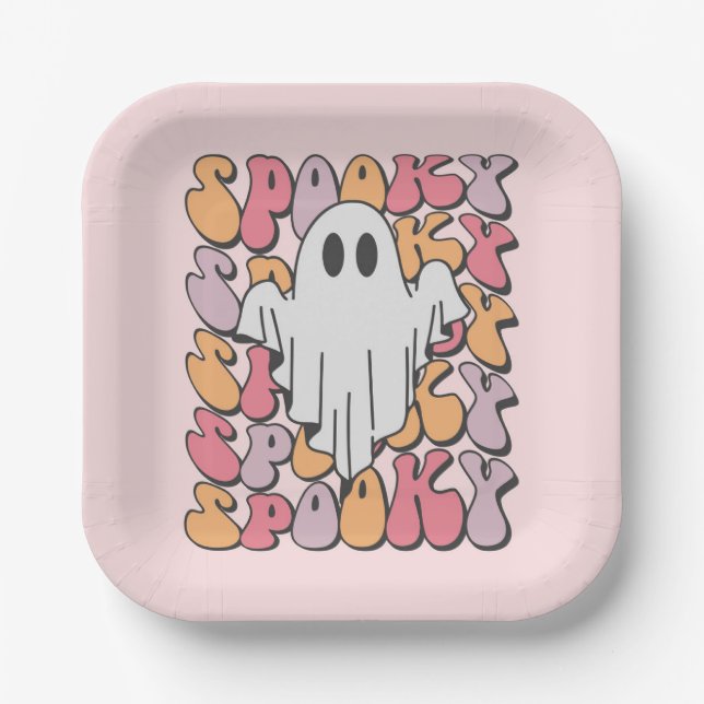 Plato De Papel Fantasma retro fantasmal (Anverso)