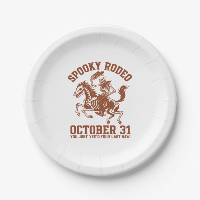 Plato De Papel Fantasma Rodeo Halloween Octubre 31 (Anverso)