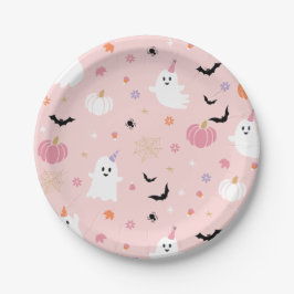 Plato De Papel Fantasma rosa de Halloween