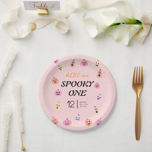 Plato De Papel Fantasma Un cumpleaños de Halloween (Boda)