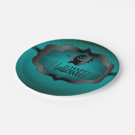 Plato De Papel Fantasma verde azulada de Halloween