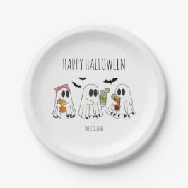 Plato De Papel Fantasma y cócteles retro lindo Feliz Halloween