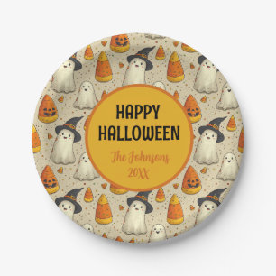 Plato De Papel Fantasmas de decoración de Halloween personalizado