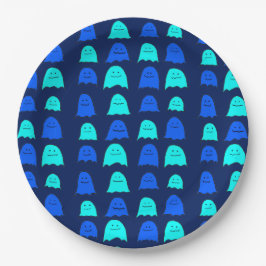Plato De Papel Fantasmas de Halloween azul brillante