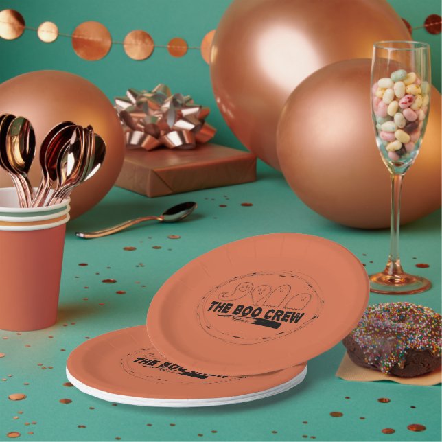 Plato De Papel Fantasmas de Halloween naranja (Multi)