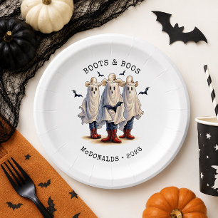 Plato De Papel Fantasmas de vaquero espeluznantes de Halloween oc