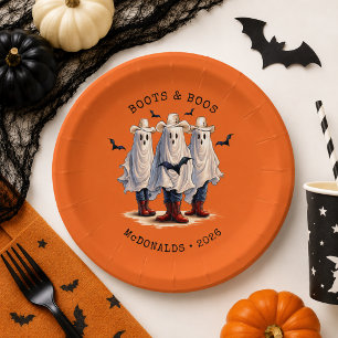 Plato De Papel Fantasmas de Vaquero Espeluznantes Halloween Perso