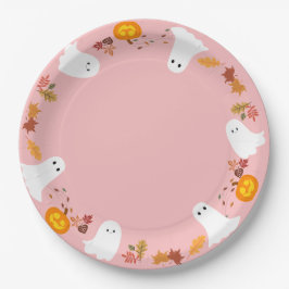 Plato De Papel fantasmas y calabazas de Halloween lindos