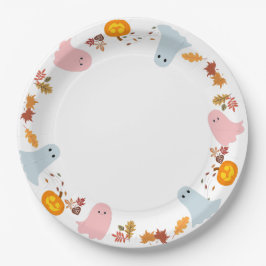 Plato De Papel fantasmas y calabazas de Halloween lindos