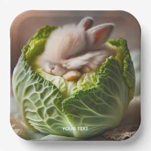 Plato De Papel Fantasy Cute Baby Bunny Cabbage