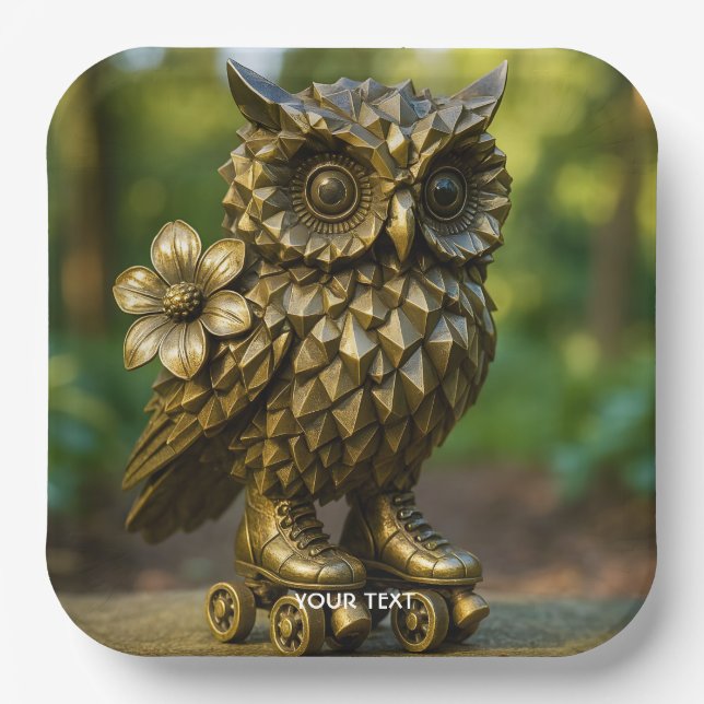 Plato De Papel Fantasy Cute Brass Owl Skates (Anverso)