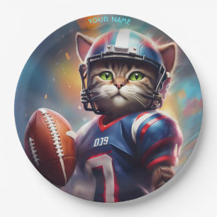 Plato De Papel Fantasy Cute Cat Futbol Uniforme