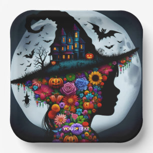 Plato De Papel Fantasy Cute Chica Witch Halloween