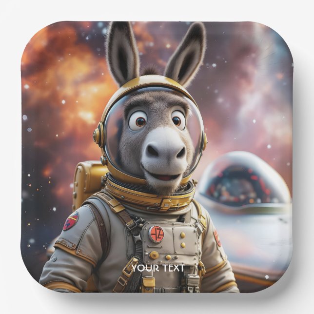 Plato De Papel Fantasy Cute Donkey Astronauta (Anverso)
