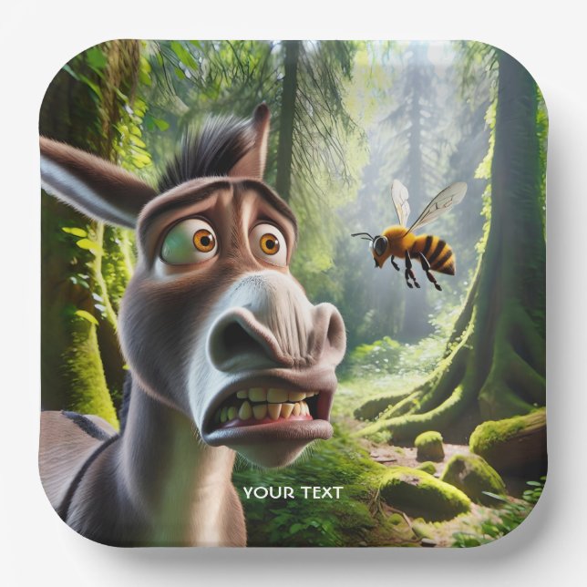 Plato De Papel Fantasy Cute Donkey Sting Bee (Anverso)
