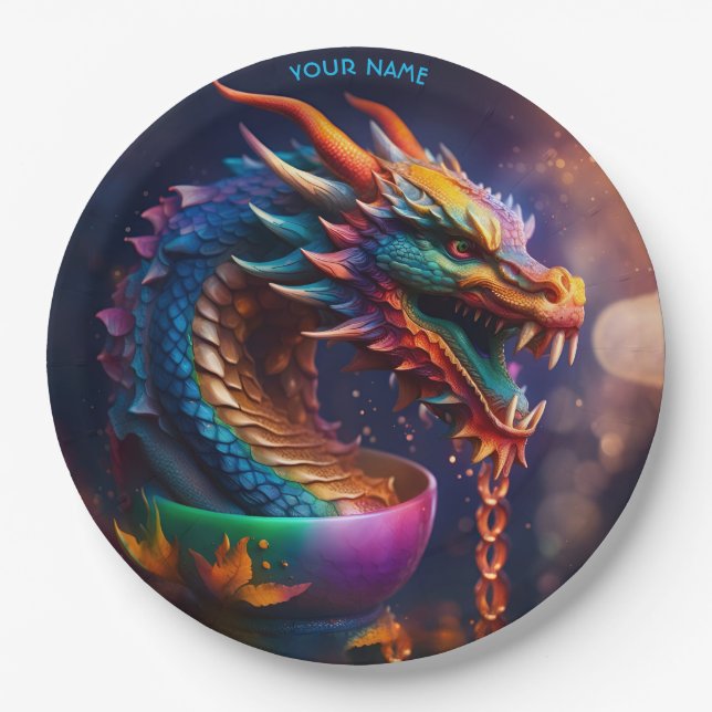 Plato De Papel Fantasy Cute Dragon Anciano Vase (Anverso)