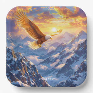 Plato De Papel Fantasy Cute Eagle Mountains Sunrise