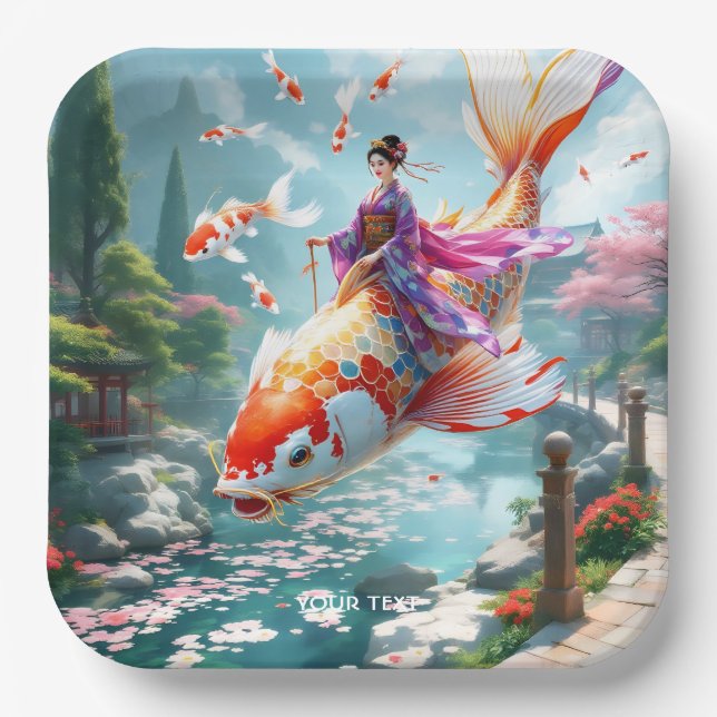 Plato De Papel Fantasy Cute Fish Chica japonés (Anverso)