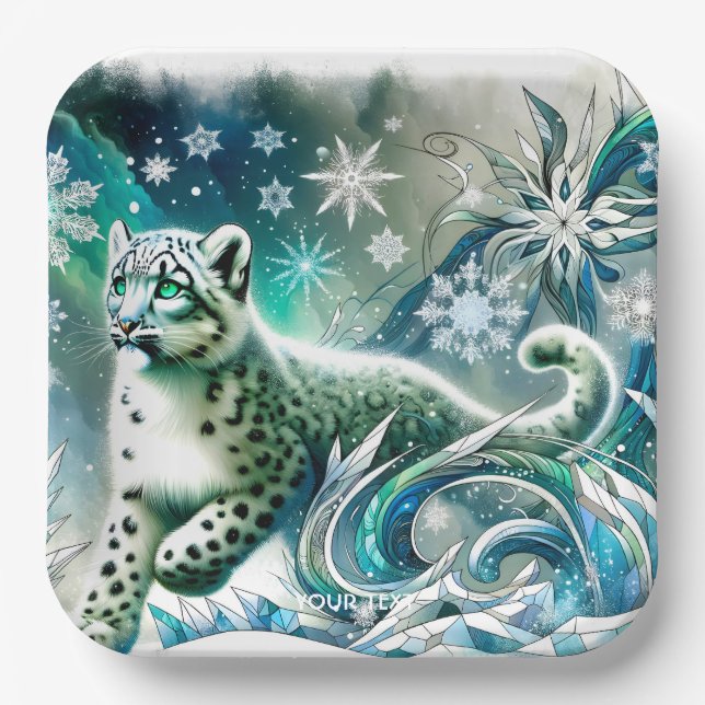 Plato De Papel Fantasy Cute Green Eyes Leopardo (Anverso)
