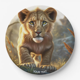 Plato De Papel Fantasy Cute Lion Cub Forest