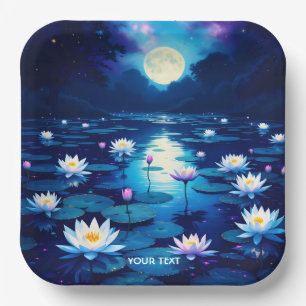 Plato De Papel Fantasy Cute Moon Lily Pond