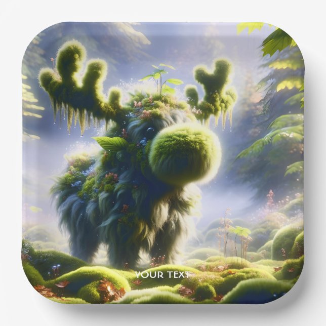 Plato De Papel Fantasy Cute Moss Moose Forest (Anverso)