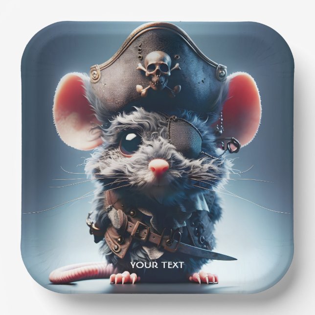 Plato De Papel Fantasy Cute Mouse Gorra pirata (Anverso)