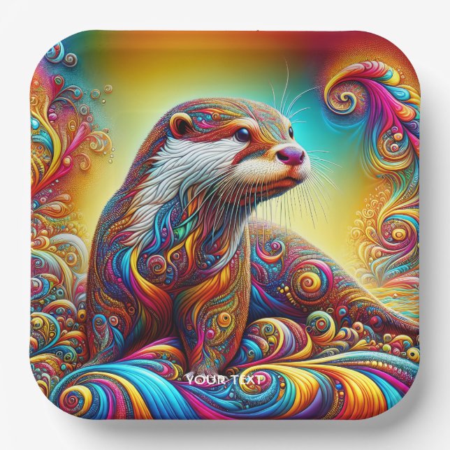 Plato De Papel Fantasy Cute Otter Colors Dance (Anverso)