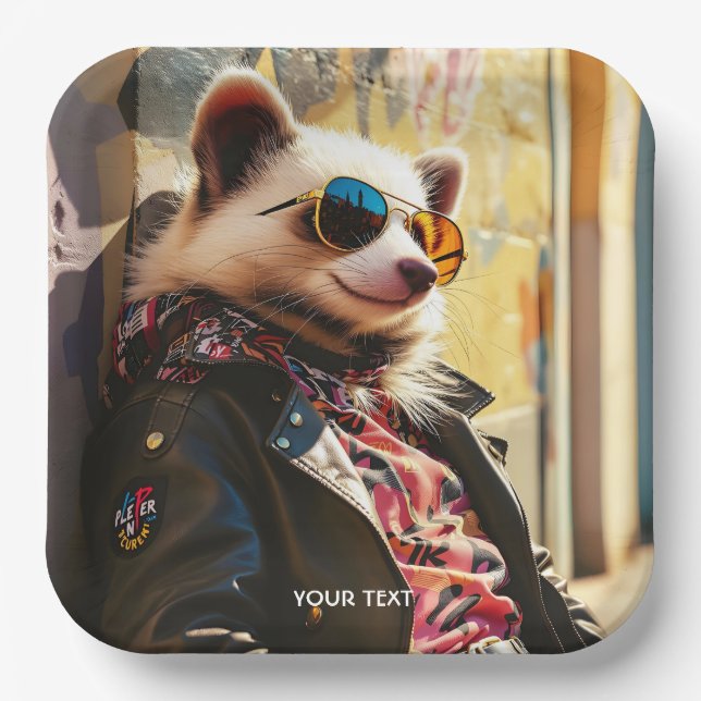Plato De Papel Fantasy Cute Posum Leather Jacket (Anverso)