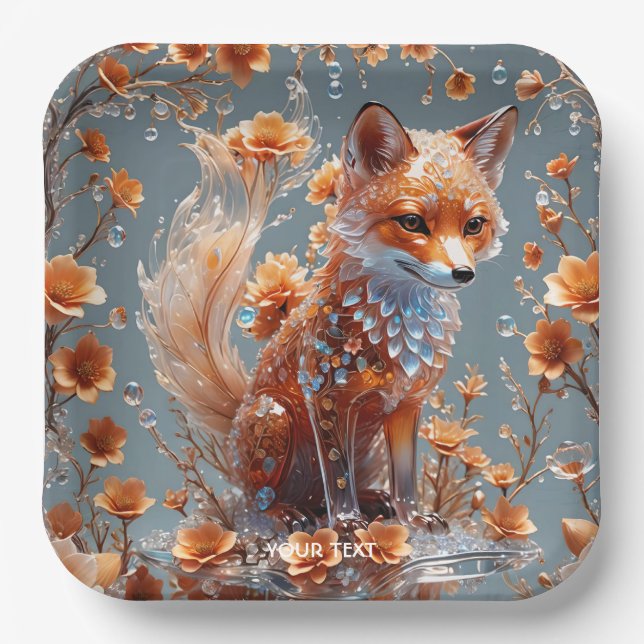 Plato De Papel Fantasy Cute Red Glass Fox (Anverso)