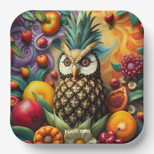 Plato De Papel Fantasy Cute Serene Pineapple Owl