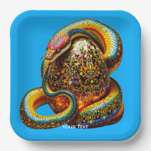 Plato De Papel Fantasy Cute Snake Huevo vibrante