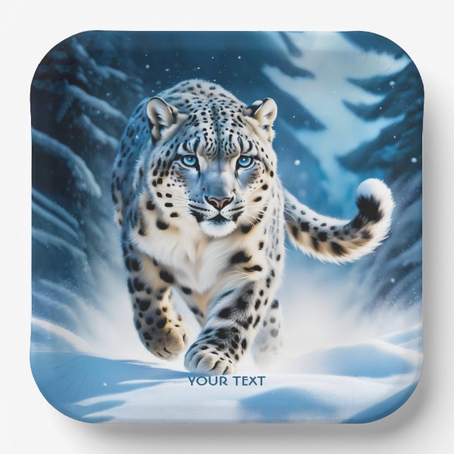 Plato De Papel Fantasy Cute Snow Leopardo (Anverso)