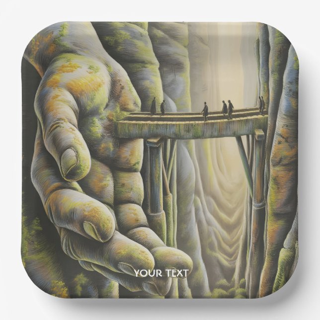 Plato De Papel Fantasy Cute Stone Hand Bridge (Anverso)