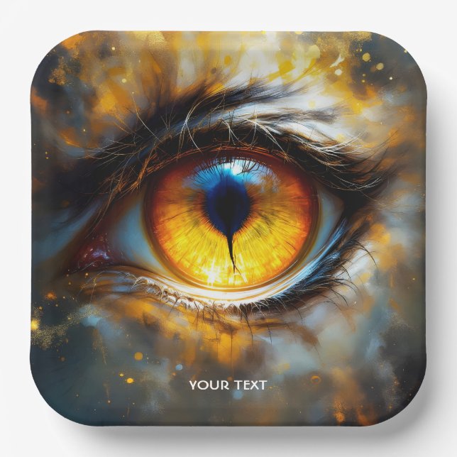 Plato De Papel Fantasy Cute Tiger Naranja Ojo (Anverso)