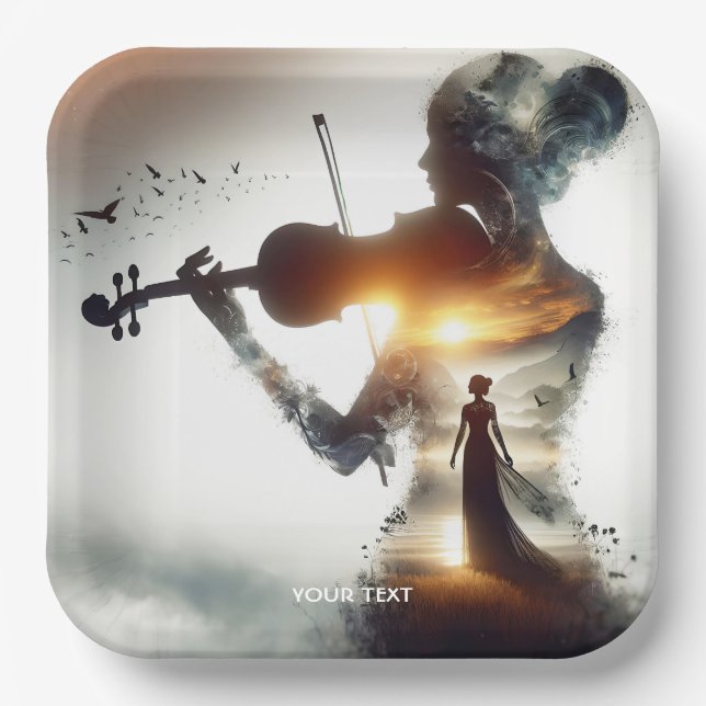 Plato De Papel Fantasy Cute Violin Chica Sun (Anverso)