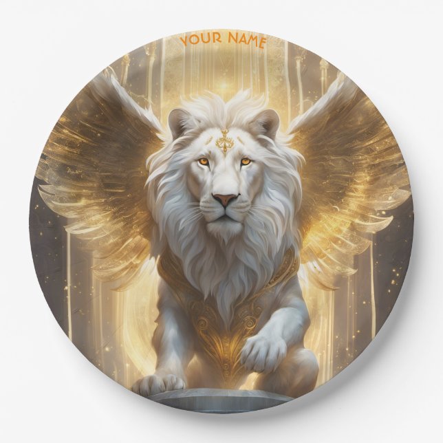 Plato De Papel Fantasy Cute Vivid Angelic León Blanco (Anverso)