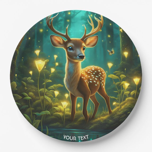 Plato De Papel Fantasy Cute Vivid Baby Deer Forest (Anverso)