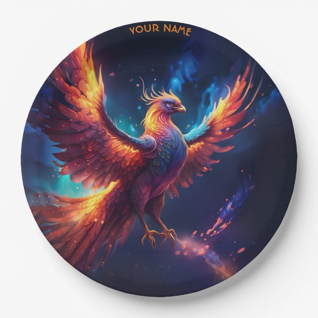Plato De Papel Fantasy Cute Vivid Rising Phoenix (Anverso)