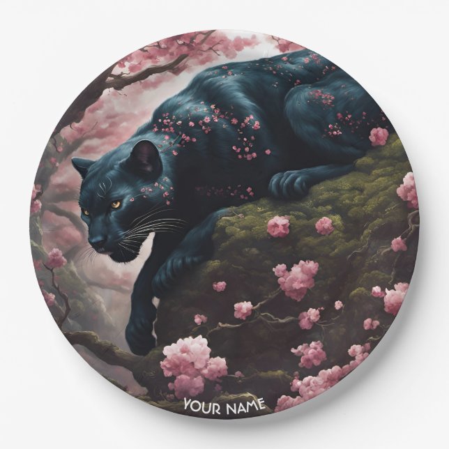 Plato De Papel Fantasy Cute Vivid Romantic Panther Retrato (Anverso)