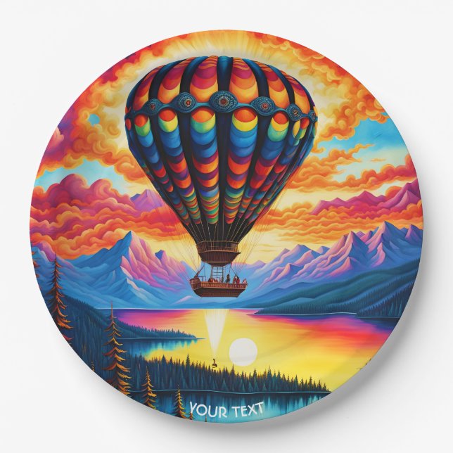 Plato De Papel Fantasy Cute Vivit Hot Air Balloon (Anverso)